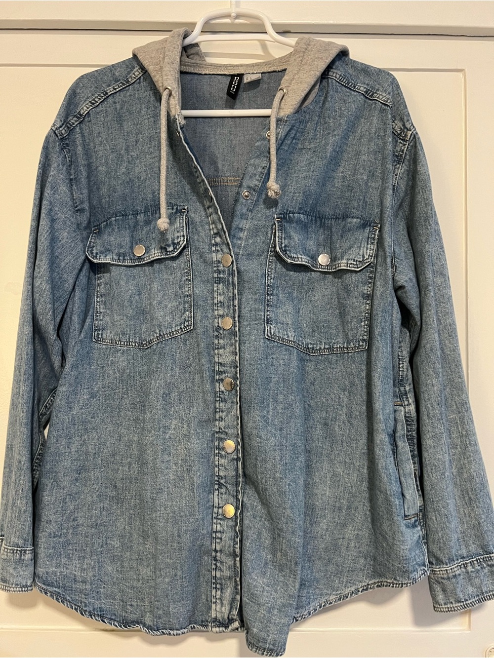 Divided Light Blue Denim Jacket with Gray Hood